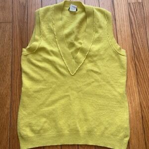 J. Crew V Neck Sweater Vest Mustard Yellow Wool Cashmere Sz Small